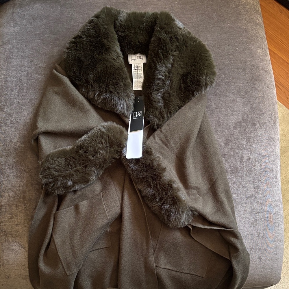 Joseph Ribkoff Faux Fur Trimmed Cape/coat
